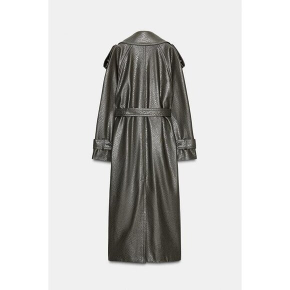 ZARA FAUX LEATHER COAT - Picture 8 of 9